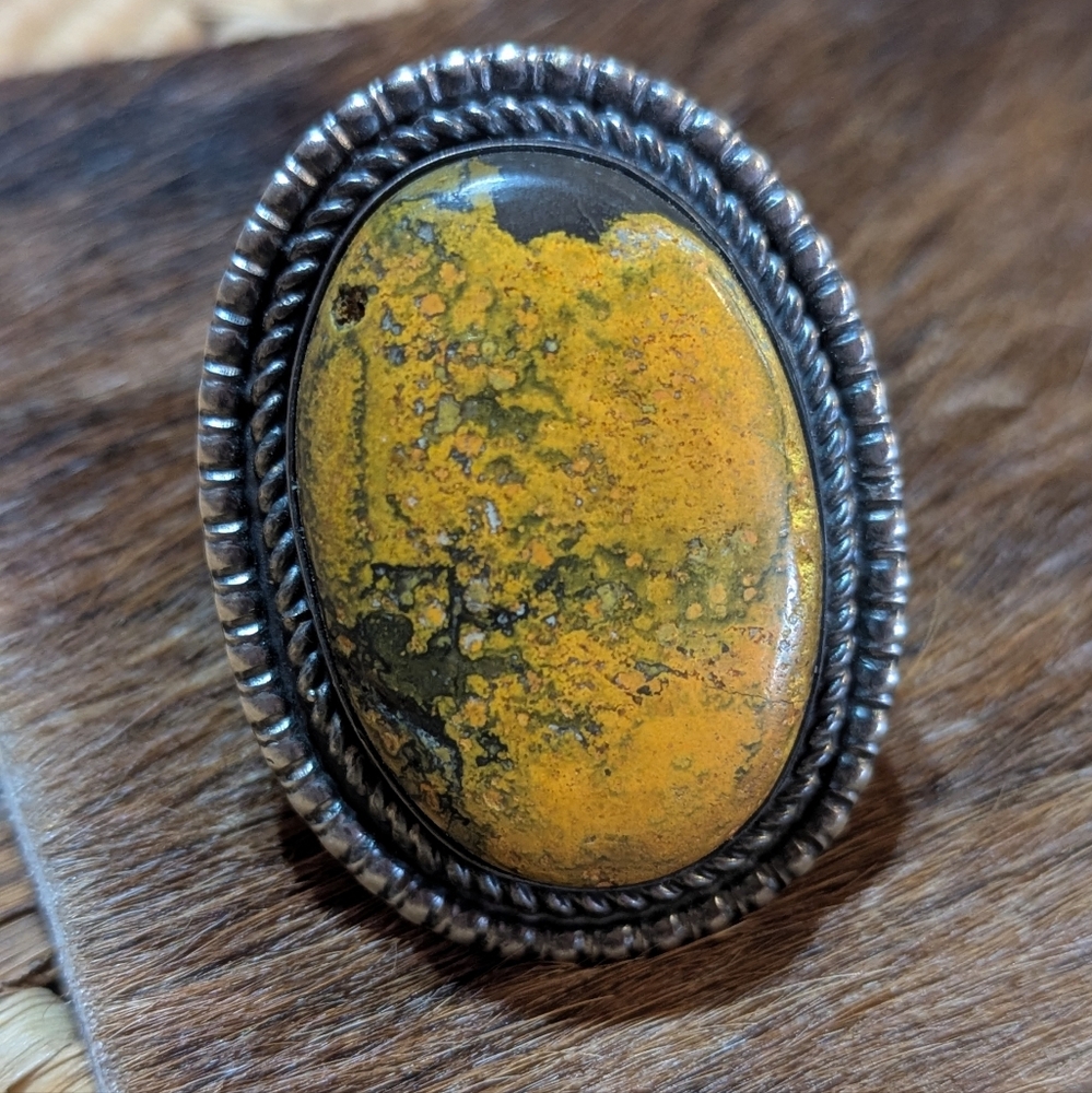 Chimney Butte Sterling Bumblebee Jasper BIG ring Size 9.5